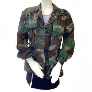 USA US Army Green Camo Cargo Jacket Coat Woodland Military Uniform Camouflage